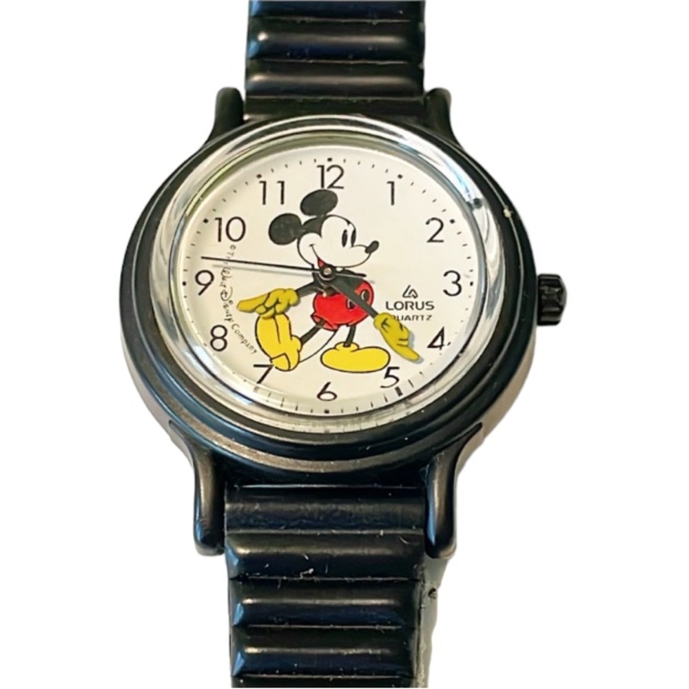 Vintage Disney Mickey Mouse Lorus quartz black watch